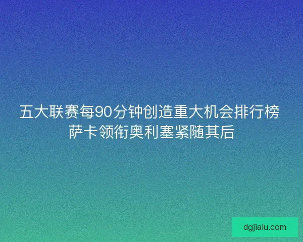 五大联赛每90分钟创造重大机会排行榜 萨卡领衔奥利塞紧随其后