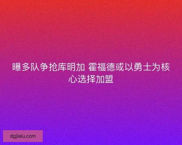 曝多队争抢库明加 霍福德或以勇士为核心选择加盟