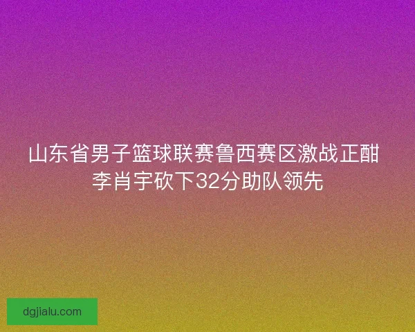 山东省男子篮球联赛鲁西赛区激战正酣 李肖宇砍下32分助队领先